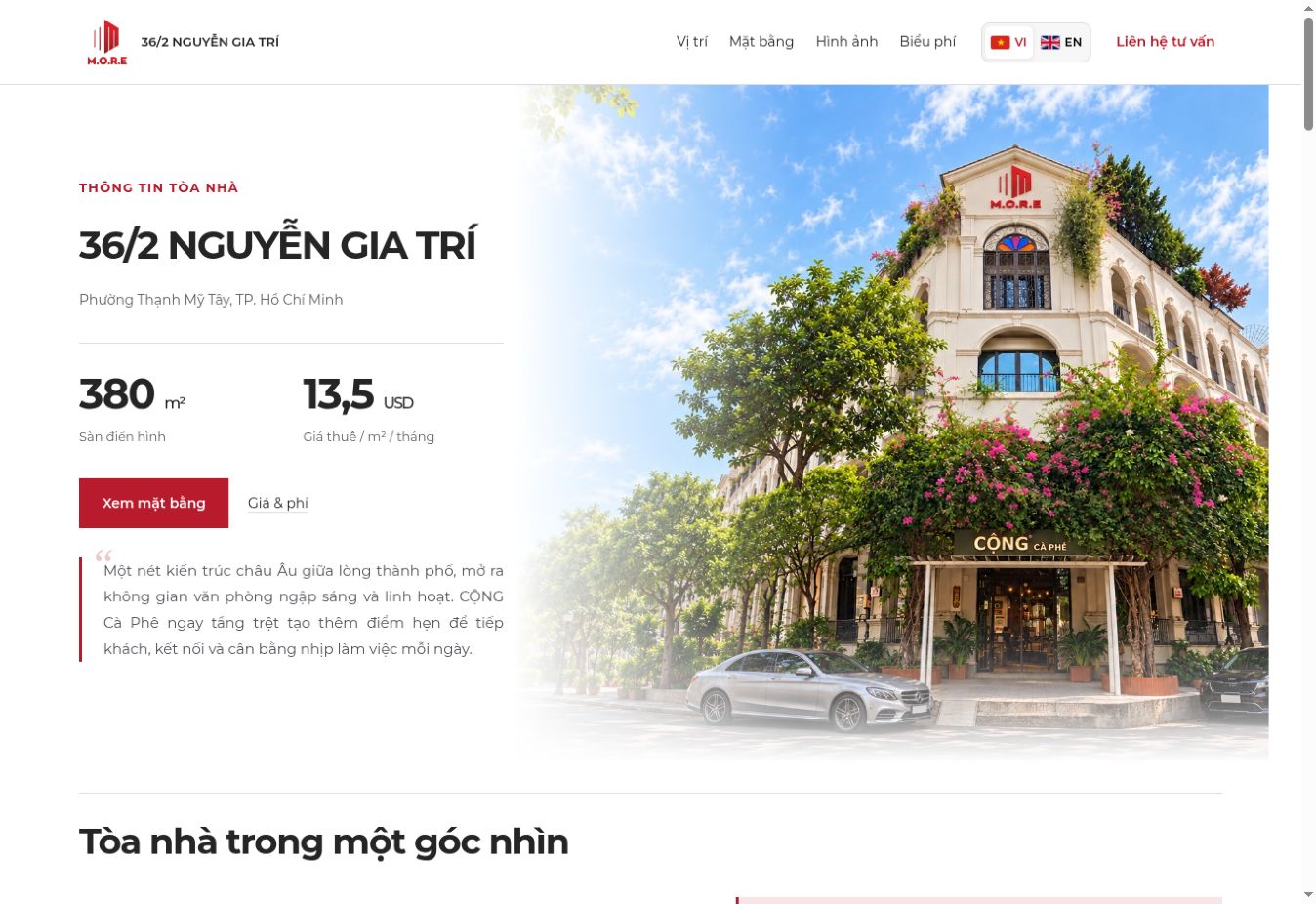 Giao diện saleskit web M.O.R.E 36/2 Nguyễn Gia Trí